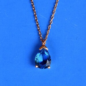 December Birthstone Necklace, Blue Zircon Silver Necklace, Small Blue Zircon Pendant, December Birthday Gift, Birthstone Jewelry for her image 9