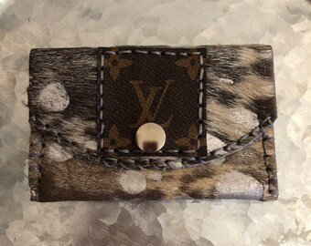 Wallet card holder in Burlap OOAK