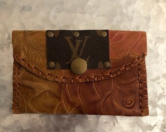 Wallet card holder in Burlap OOAK