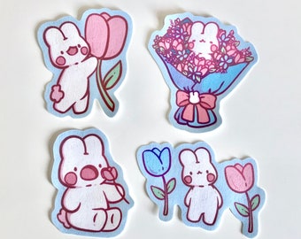 Bunny Tulip Stickers | Matte Stickers | Cute Stickers