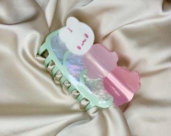 Pink Lily of the Valley Bunny Hair Claw Clip | Cute Hair Accessories | Bunny Hair Claw