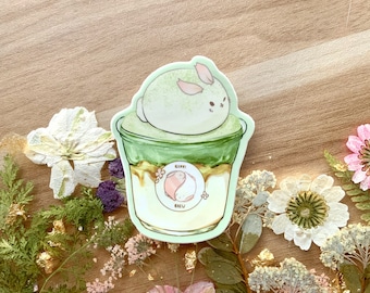 Bunny Matcha Drink Sticker | Matte Stickers | Cute Stickers