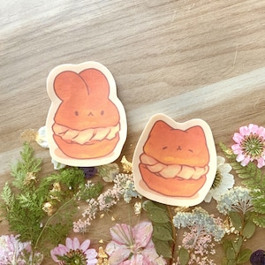 Bunny and Cat Creampuffs Stickers | Matte Stickers | Cute Stickers