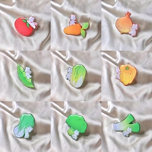 Vegetable Fridge Bunny Magnets | Veggie Bunny Magnet | Cute Food Bunny Magnets
