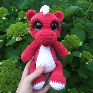 Knitted dragon Knitted dinosaur Red dragon Dragon handmade Dragon amigurumi