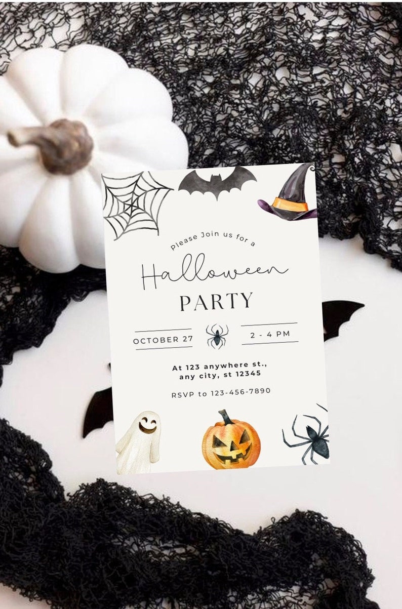 Editable Halloween Party Invitation Template Editable Halloween Invite ...