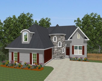 3 Bedroom House Plan with Bonus Room, Ready-to-Build Architectural Drawings, PDF Instant Download