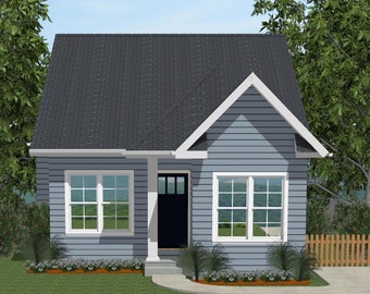 2 Bedroom House Plan, Guest or In-Law Suite, Ready-to-Build Architectural Drawings, PDF Instant Download