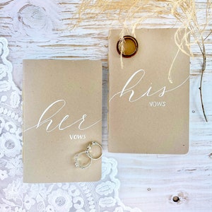 Handcrafted Vow Books Wedding Gift Idea Calligraphy Personalized Boho Wedding Couple Gift Boho Neutral Journal Blank image 2