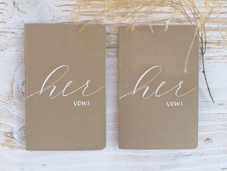 Handcrafted Vow Books Wedding Gift Idea Calligraphy Personalized Boho Wedding Couple Gift Boho Neutral Journal Blank image 4
