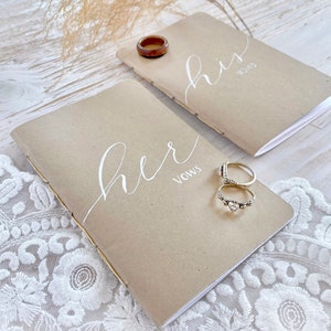 Handcrafted Vow Books Wedding Gift Idea Calligraphy Personalized Boho Wedding Couple Gift Boho Neutral Journal Blank image 1