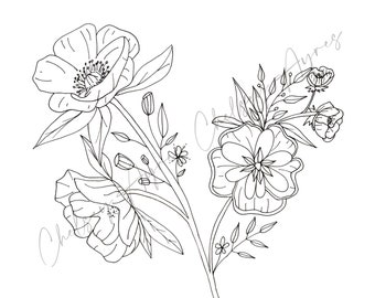 Digital File | Digital Coloring Pages | Floral Art | Digital Art | Kids Coloring Pages | Adult Coloring Pages | Minimalist