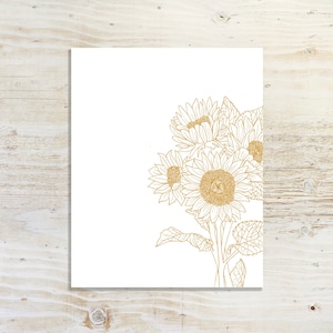 Sunflower | Line drawing | Customizable Color | Botanical Print | Hand Drawn | Line Art | Sunflower Art | Floral Art | Greeting Card | Blank