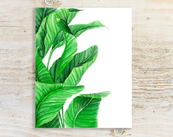 Banana Leaves | Botanical | Art | Watercolor | Hand painted | Tropical | Leaf Art | Green | Boho Decor | Bohemian Art | Bold