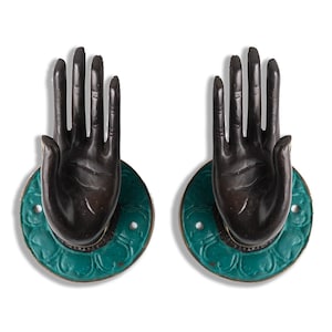 ZESTAW - Brązowa płyta tylna Uchwyt na hak 3 cale / 7,62 cm, Shuni Mudra Buddha, Uchwyt w kształcie dłoni, Uchwyt ręczny, Brąz ręczny