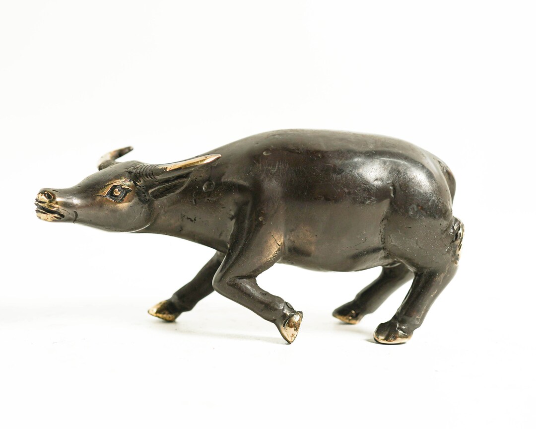牛ブロンズ 7インチ / 幅18cm、動物の彫像、リビングルーム、家の装飾