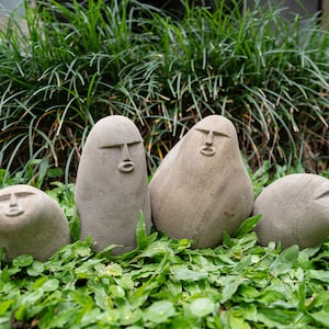 Stone Face Figurine, Stone Carving Face, Funny Face, Stone Carving, Garden Decor, Home Decor, Birthday Gift