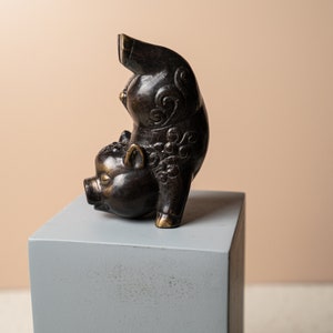 Bronze Yoga Pig 3 Inch / 7 cm, Pig Brass, Birthday Gift, Gift for Her, Gift for Him, Funny Gift, Housewarming, Indoor Decor