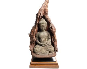 Buddha Figurine 21.5 Inch / 54 cm, Buddha Statue, Buddha Bronze, Buddha Wooden with Bronze, Buddha Decoration, Christmas gift, Buddha gift