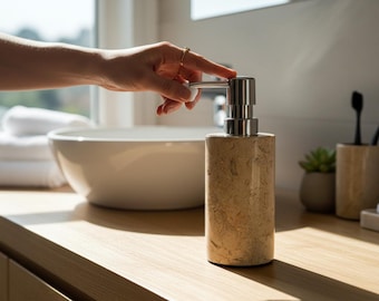 Marble Soap Dispenser 5 Inch / 12 cm Legth , Natural Stone Soap Dispenser, Modern Elegant Bathroom, Lotion Pump Dispenser, Housewarming