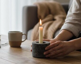 Stone Candle Holder 2 Inch / 5 Inch, Stone Candle Holder, Natural Stone, Office Décor, Living Room, Gift for Mom, Birthday Gift,Housewarming