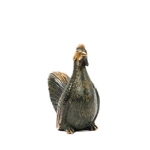 Huhn Bronze 7 cm, Huhn Figur, Huhn Statue, Raumdekor, Wohndekor, Wohnzimmer, Bürodekor, Geschenkidee, Terrasse Dekor