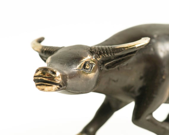 牛ブロンズ 7インチ / 幅18cm、動物の彫像、リビングルーム、家の装飾