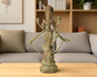 Brass Sarasvati Statue 12.5 Inch / 32 cm, Sarasvati Idol, Goddess Sarasvati Statue, Indian Arts, Hindu Lord, Hindu God, Sarasvati figurine