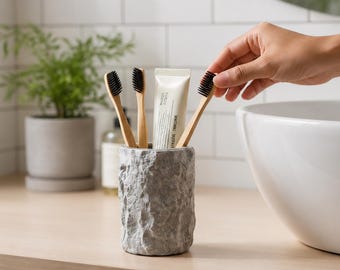 Tooth Brush Storage 5 Inch / 12 cm, Natural Stone Soap Dispenser, Modern Elegant Bathroom, Lotion Pump Dispenser, Housewarming