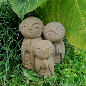 Regalo para papá1 Set Estatua de piedra Jizo 6 pulgadas / 15 cm, figura Jizo, buda japonés Jizo, Buda Zen, decoración de jardín, decoración de habitación