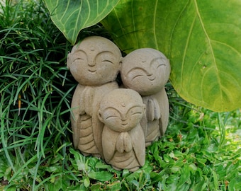 Gift for Dad1 Set Jizo Stone statue 6 Inch / 15 cm , Jizo figurine, Japanese buddha Jizo, Zen Buddha, Garden Decor, Room Decor