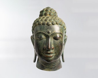Bronze Buddha Head 14 Inch / 35 cm , Buddha bronze, Buddha Figurine, Buddha brass, Buddha sculpture