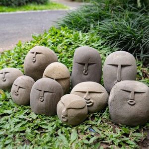 Funny Face , Many Face, Meme Face, Stone Face Figurine, Stone Carving Face, Stone Carving, Garden Decor, Home Decor