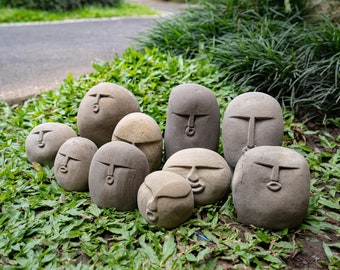 Funny Face , Many Face, Meme Face, Stone Face Figurine, Stone Carving Face, Stone Carving, Garden Decor, Home Decor