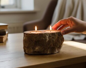 Candle Holder 3 Inch / 7 cm, Stone Candle Holder, Natural Stone, Office Décor, Living Room, Gift for Mom, Birthday Gift, Housewarming