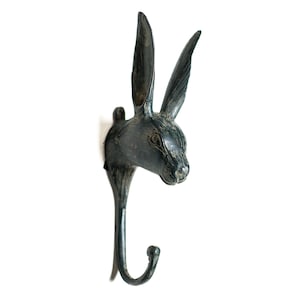 Gancho de latón Conejo 7 pulgadas / 17 cm, Gancho de animal, Gancho de pared, Gancho de oro, Accesorios de habitación para niños, Gancho de bronce, Conejo de oro, Gancho de guardería ANTIQUE GREEN