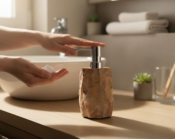 Soap Dispenser 6.5 Inch / 16 cm, Natural Stone Soap Dispenser, Modern Elegant Bathroom, Lotion Pump Dispenser, Housewarming