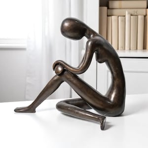 Abstract Sitting Lady Statue, Modern Abstract, Minimalist Bronze Statue, New Home Gift, Birthday Gift, Housewarming, Wedding Gift
