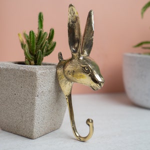 Gancho de latón Conejo 7 pulgadas / 17 cm, Gancho de animal, Gancho de pared, Gancho de oro, Accesorios de habitación para niños, Gancho de bronce, Conejo de oro, Gancho de guardería imagen 5