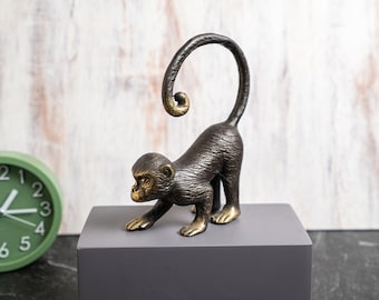 3 colores - Bronce mono, Figura de mono 4,7 pulgadas / 12 cm, Escultura de mono, Latón de mono, Estatua de mono