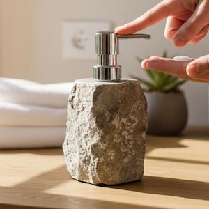 Soap Dispenser 5 Inch / 12 cm, Natural Stone Soap Dispenser, Modern Elegant Bathroom, Lotion Pump Dispenser, Housewarming