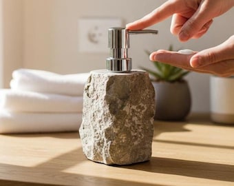 Soap Dispenser 5 Inch / 12 cm, Natural Stone Soap Dispenser, Modern Elegant Bathroom, Lotion Pump Dispenser, Housewarming
