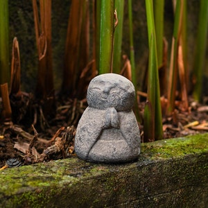 Jizo Buddha concrete 5 inch / 12 cm ,Praying Buddha Jizo, Japanese Jizo, Japanese Buddha, Buddhism, Handmade, Hand Carved, Garden Decor