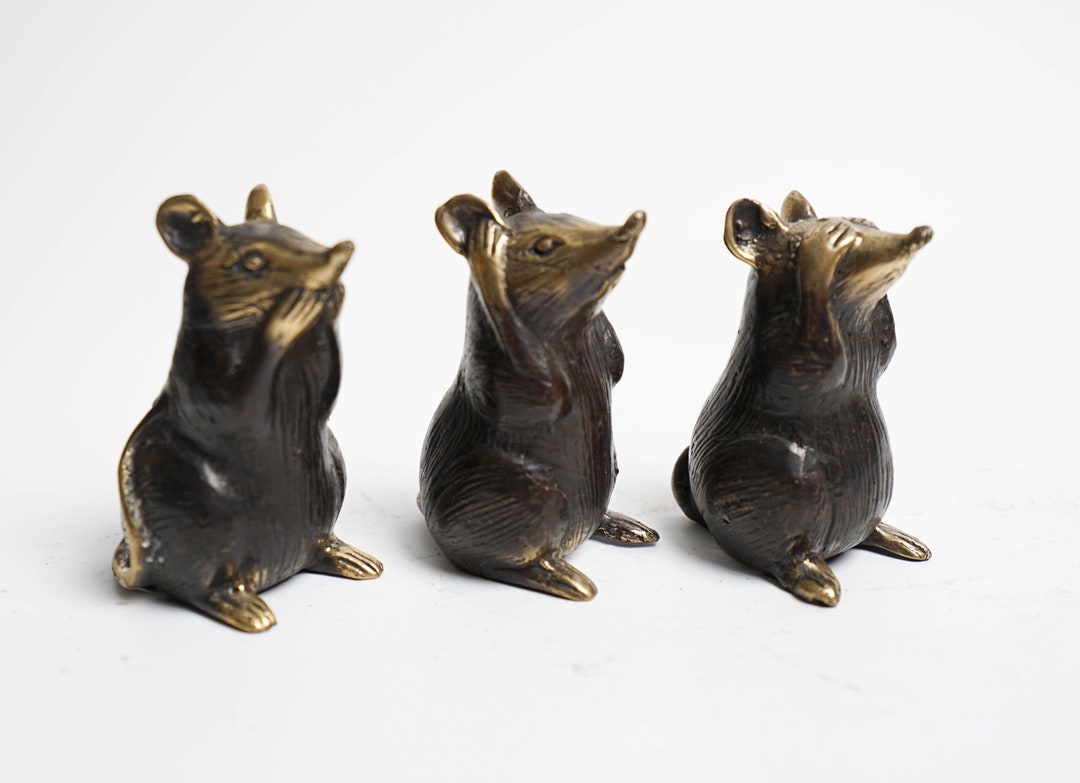 Mouse Bronze 3 Inch / 7 Cm, Mini Mouse, Mouse Figurine, Mouse Brass ...