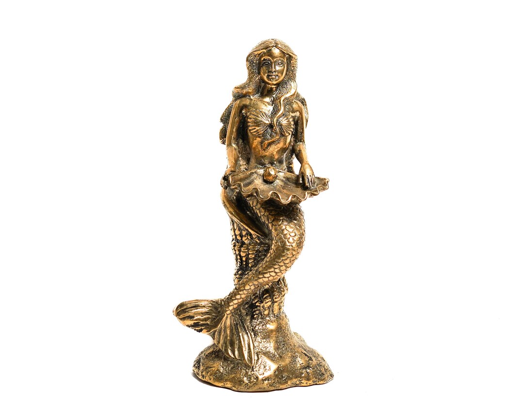 Mermaid Bronze Statue 10.5 Inch / 26 Cm Mermaid Sculpture Etsy