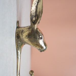 Gancho de latón Conejo 7 pulgadas / 17 cm, Gancho de animal, Gancho de pared, Gancho de oro, Accesorios de habitación para niños, Gancho de bronce, Conejo de oro, Gancho de guardería imagen 4