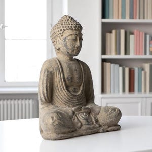 Gift for DadBuddha stone concrete 7 inch / 17 cm , Buddha sculpture, Meditating Buddha Statue Figurine Sitting Sculpture