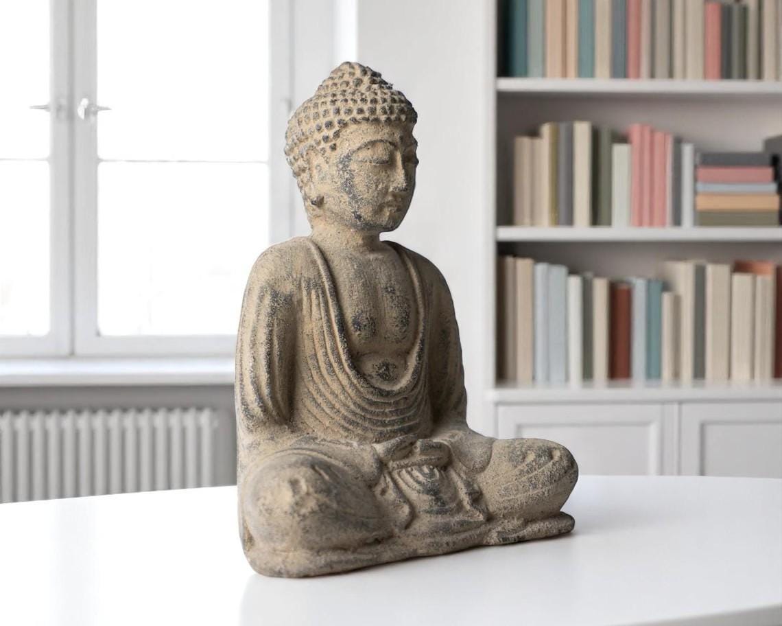 Gift for DadBuddha stone concrete 7 inch / 17 cm , Buddha sculpture, Meditating Buddha Statue Figurine Sitting Sculpture