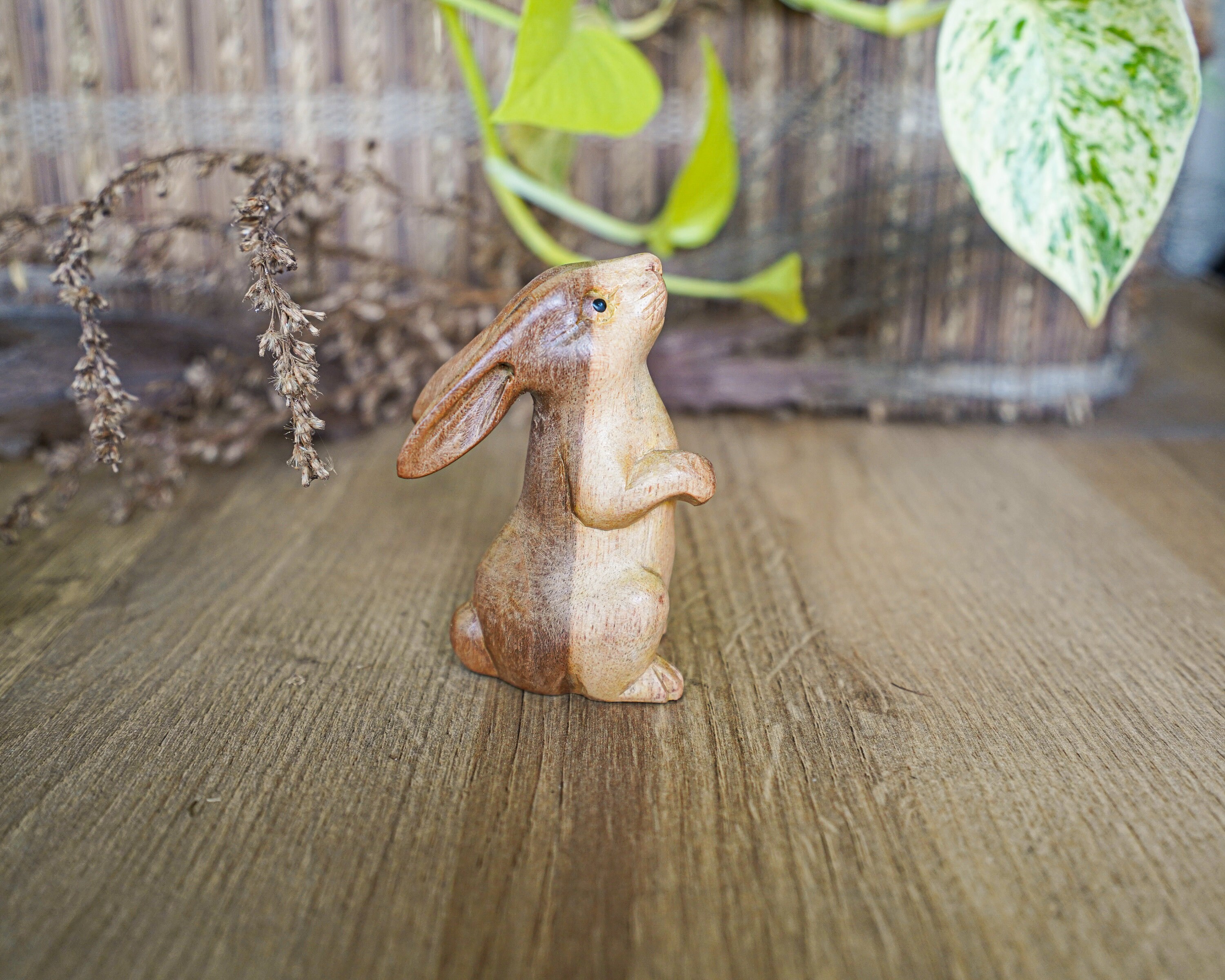 Wooden Rabbit 3 Inch / 7 Cm , Hand Carved Statue, Wood Wooden Rabbit 3 Inch / 7 Cm , Hand Carved Statue, Wood