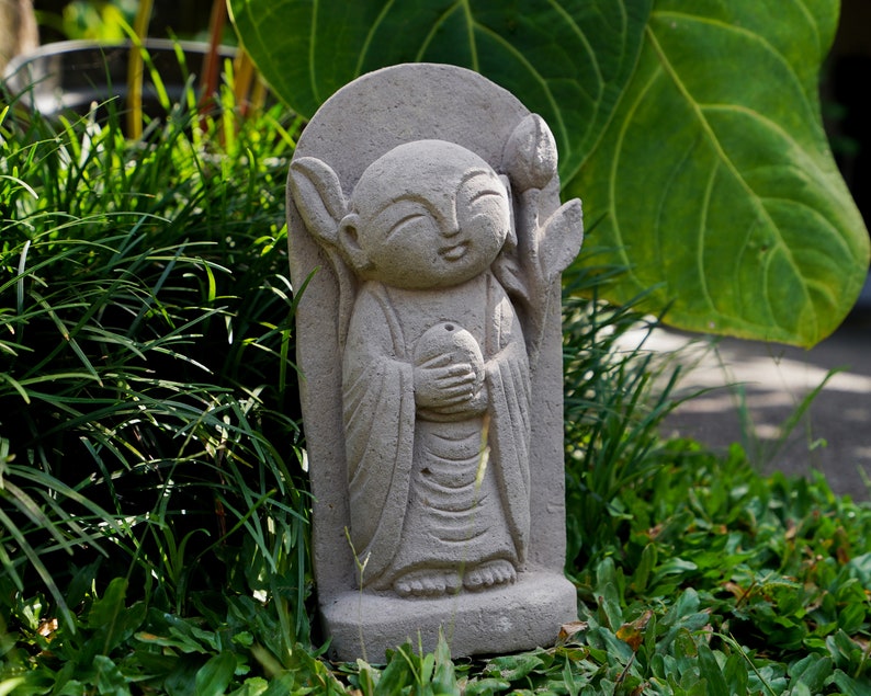 Jizo Stone Statue 10 Inch / 25 Cm Jizo Figurine Japanese Etsy